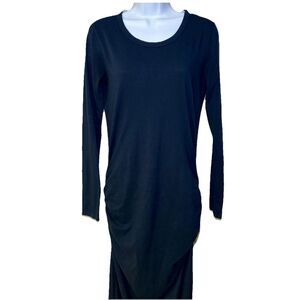 James Perse Long Sleeve Ruched Midi Dress Navy Size 3 Pullover Minimalist